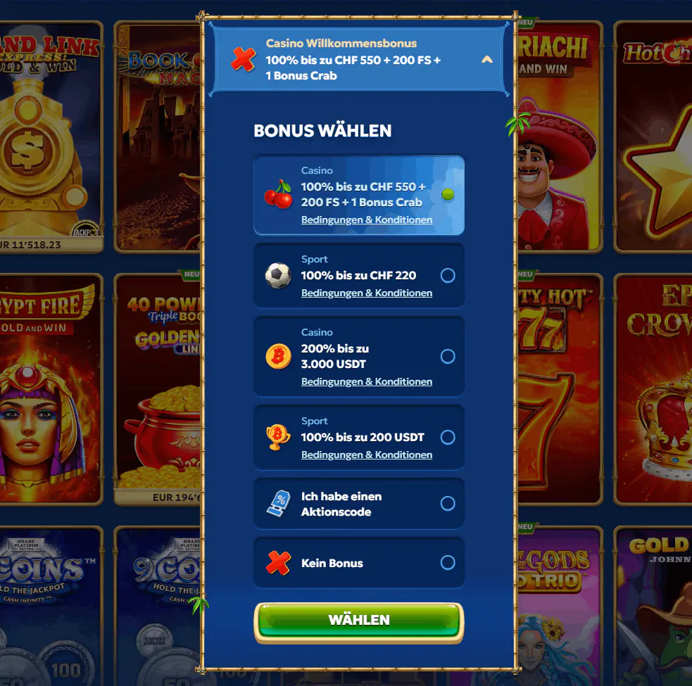 Registrierungsformular im Pandido Casino